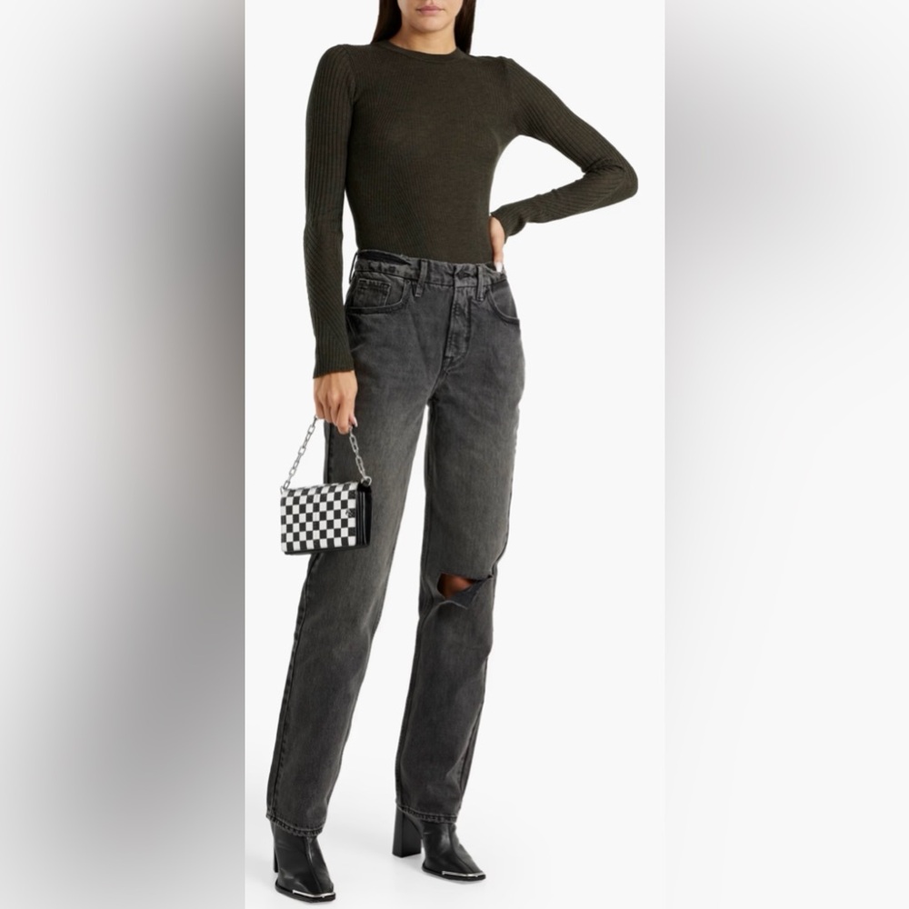 NWT Good American Faded Distressed Boyfriend Jeans Women’s Size 12